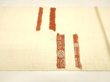 平和屋着物●九寸開き名古屋帯　生紬　総刺繍　刺し子　花間道　正絹　逸品　DAAY8196cm