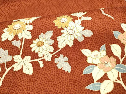 平和屋着物●九寸名古屋帯 刺繍 枝花文 金糸 正絹 逸品 DAAY8208cm