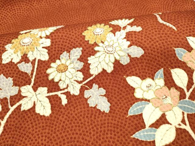 平和屋着物●九寸名古屋帯 刺繍 枝花文 金糸 正絹 逸品 DAAY8208cm