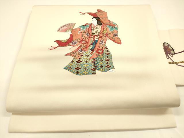 平和屋着物●塩瀬 九寸名古屋帯 女人文 金彩 正絹 逸品 DAAY8221cm
