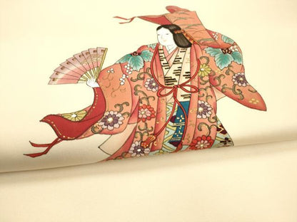 平和屋着物●塩瀬 九寸名古屋帯 女人文 金彩 正絹 逸品 DAAY8221cm