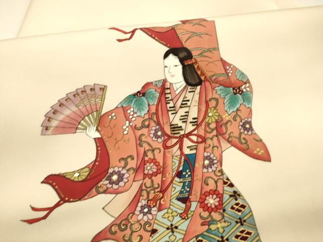 平和屋着物●塩瀬 九寸名古屋帯 女人文 金彩 正絹 逸品 DAAY8221cm
