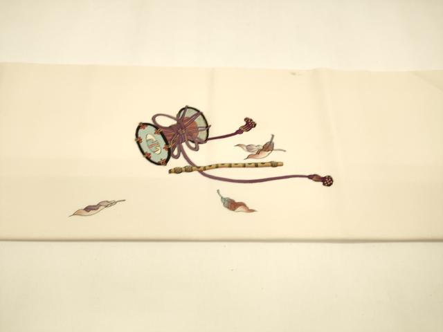 平和屋着物●塩瀬 九寸名古屋帯 女人文 金彩 正絹 逸品 DAAY8221cm