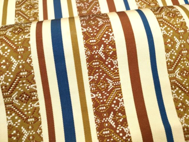 平和屋着物●本場筑前博多織 八寸名古屋帯 抽象間道 正絹 逸品 DAAY8223cm