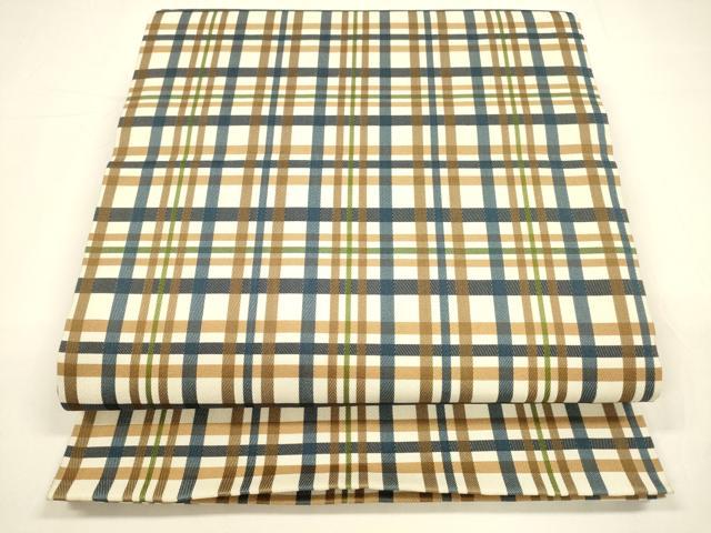 平和屋着物●全通柄袋帯 格子 正絹 逸品 DAAY8236cm