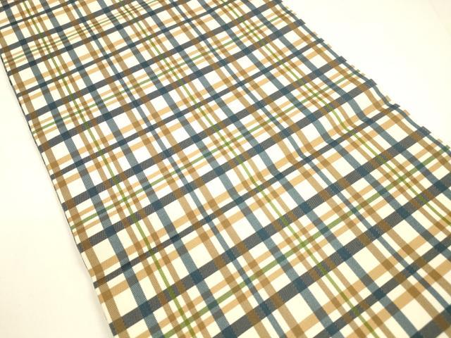 平和屋着物●全通柄袋帯 格子 正絹 逸品 DAAY8236cm