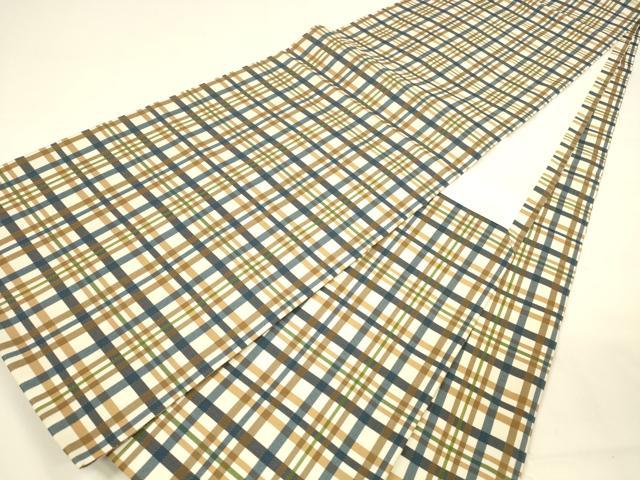 平和屋着物●全通柄袋帯 格子 正絹 逸品 DAAY8236cm