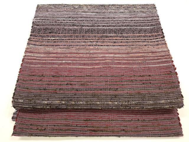 平和屋着物●八寸名古屋帯　裂織　横段文　正絹　逸品　DAAY8239cm