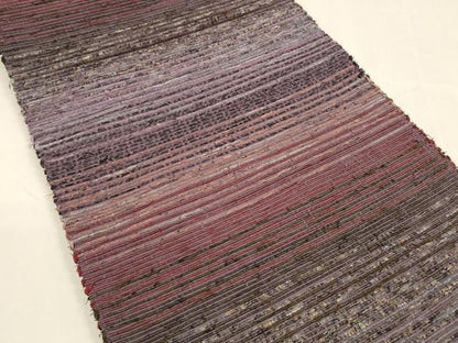 平和屋着物●八寸名古屋帯　裂織　横段文　正絹　逸品　DAAY8239cm