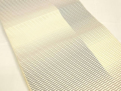 平和屋着物●本場筑前博多織 八寸名古屋帯 よろけ縞 正絹 逸品 DAAY8240cm