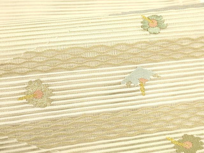 平和屋着物＊夏物 八寸名古屋帯 絽綴れ 横段花文 金銀糸 正絹 逸品 DAAY8253cm