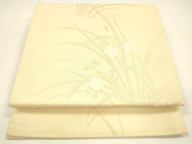 平和屋着物＊夏物 九寸開き名古屋帯 草花文 金糸 正絹 逸品 DAAY8257cm