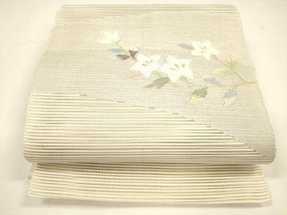 平和屋着物＊夏物 八寸名古屋帯 絽綴れ 枝花文 金糸 正絹 逸品 DAAY8258cm