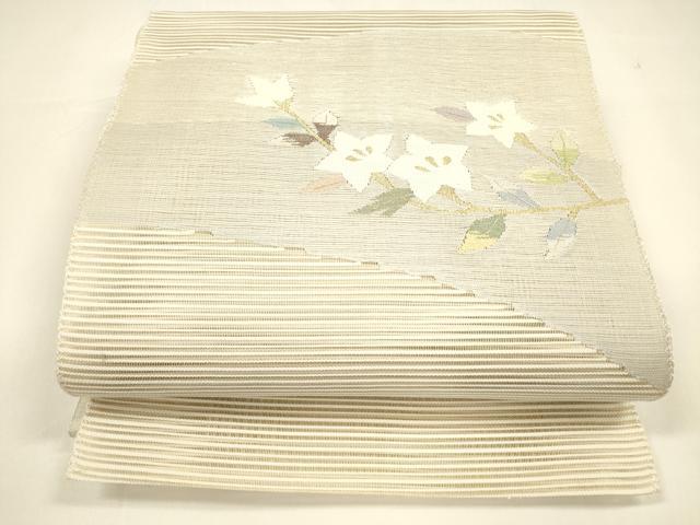 平和屋着物＊夏物 八寸名古屋帯 絽綴れ 枝花文 金糸 正絹 逸品 DAAY8258cm