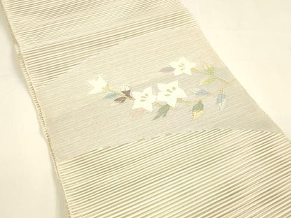 平和屋着物＊夏物 八寸名古屋帯 絽綴れ 枝花文 金糸 正絹 逸品 DAAY8258cm