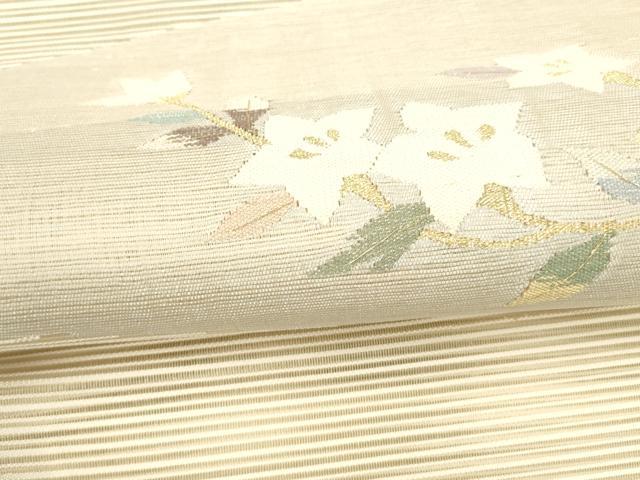 平和屋着物＊夏物 八寸名古屋帯 絽綴れ 枝花文 金糸 正絹 逸品 DAAY8258cm