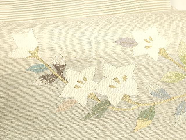 平和屋着物＊夏物 八寸名古屋帯 絽綴れ 枝花文 金糸 正絹 逸品 DAAY8258cm