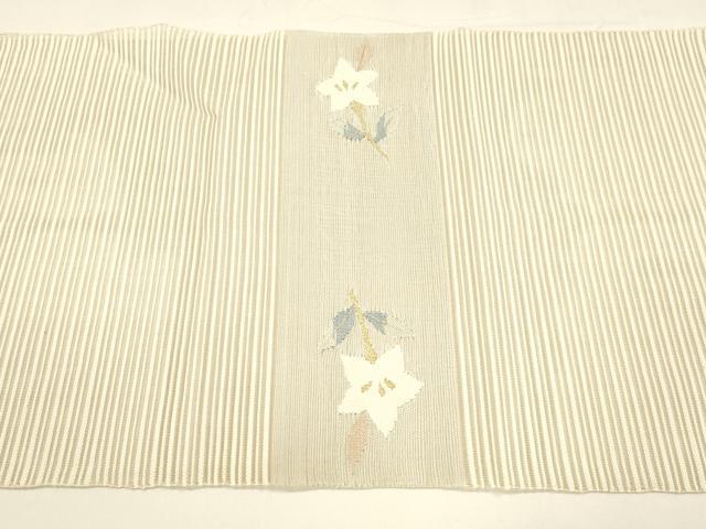 平和屋着物＊夏物 八寸名古屋帯 絽綴れ 枝花文 金糸 正絹 逸品 DAAY8258cm