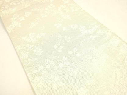 平和屋着物＊夏物　六通柄袋帯　草花文　銀糸　正絹　逸品　DAAY8262cm