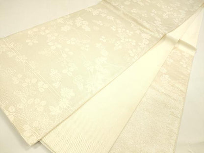 平和屋着物＊夏物　六通柄袋帯　草花文　銀糸　正絹　逸品　DAAY8262cm