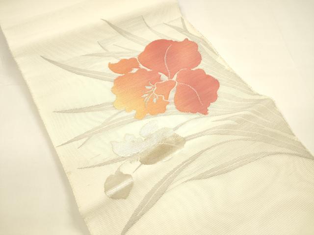 平和屋着物＊夏物 八寸名古屋帯 草花文 銀糸 DAAY8264cm