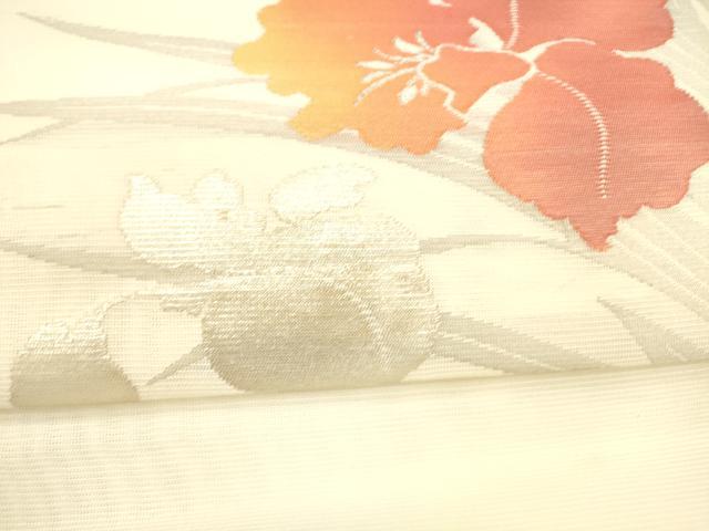 平和屋着物＊夏物 八寸名古屋帯 草花文 銀糸 DAAY8264cm