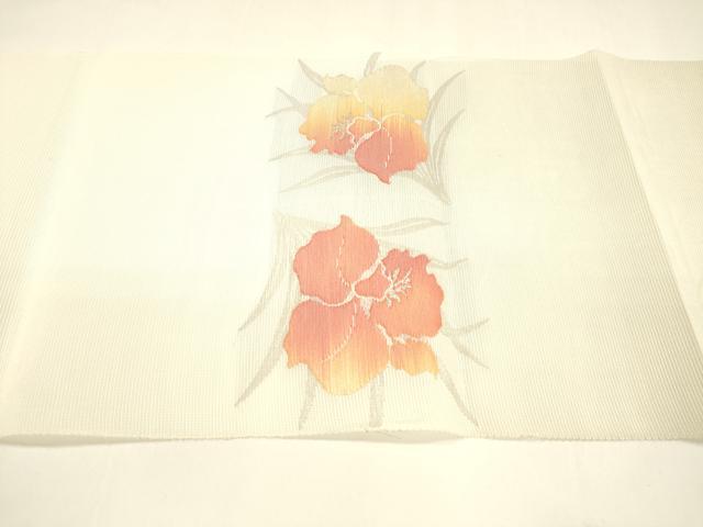 平和屋着物＊夏物 八寸名古屋帯 草花文 銀糸 DAAY8264cm