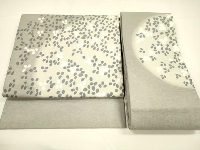 平和屋着物▽つけ帯 スリーシーズン 春夏秋 草葉文 正絹 逸品 DAAY8266cm