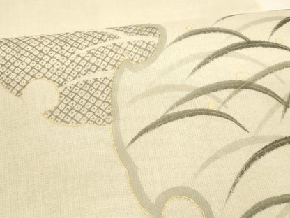 平和屋着物＊夏物　太鼓柄袋帯　手描き　雪輪鹿の子芝文　金彩　正絹　逸品　DAAY8267cm