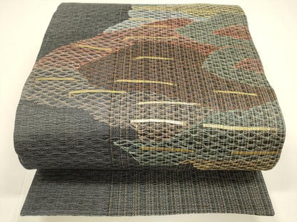平和屋着物＊夏物 太鼓柄袋帯 抽象文様 金糸 正絹 逸品 DAAY8272cm