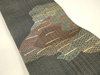 平和屋着物＊夏物 太鼓柄袋帯 抽象文様 金糸 正絹 逸品 DAAY8272cm
