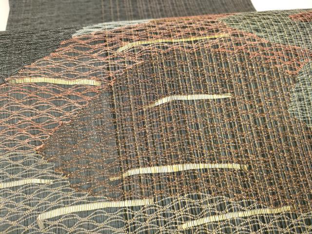 平和屋着物＊夏物 太鼓柄袋帯 抽象文様 金糸 正絹 逸品 DAAY8272cm