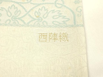 平和屋着物＊夏物 西陣 弥栄織物 六通柄袋帯 唐織 花唐草文 金糸 証紙付き 正絹 逸品 DAAY8273cm