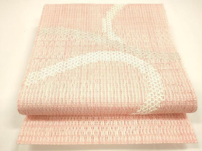 平和屋着物＊夏物 八寸名古屋帯 抽象文様 銀糸 正絹 逸品 DAAY8275cm