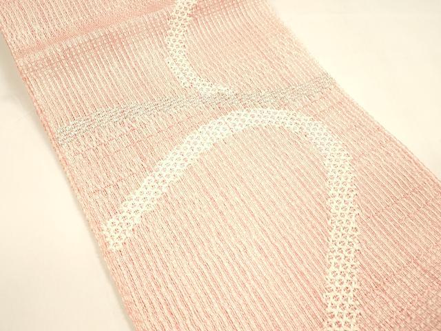 平和屋着物＊夏物 八寸名古屋帯 抽象文様 銀糸 正絹 逸品 DAAY8275cm