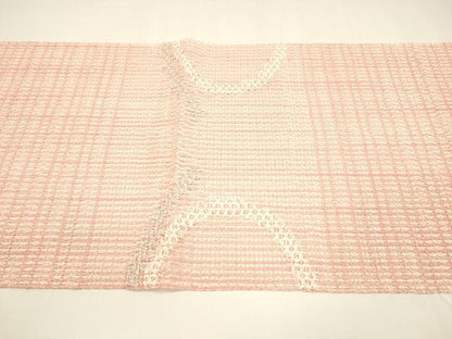 平和屋着物＊夏物 八寸名古屋帯 抽象文様 銀糸 正絹 逸品 DAAY8275cm