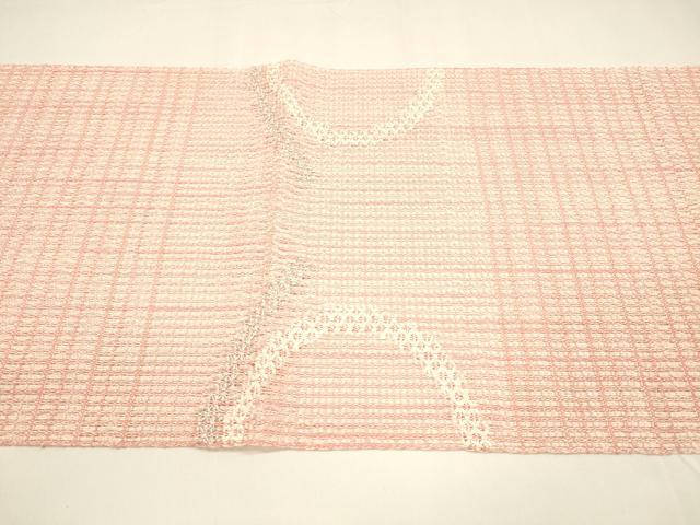 平和屋着物＊夏物 八寸名古屋帯 抽象文様 銀糸 正絹 逸品 DAAY8275cm