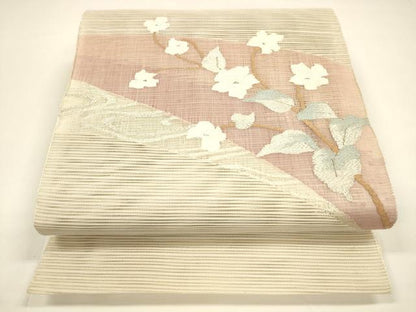 平和屋着物＊夏物 八寸名古屋帯 絽綴れ 枝花文 金銀糸 正絹 逸品 DAAY8276cm