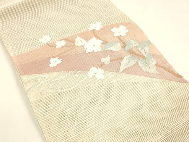 平和屋着物＊夏物 八寸名古屋帯 絽綴れ 枝花文 金銀糸 正絹 逸品 DAAY8276cm