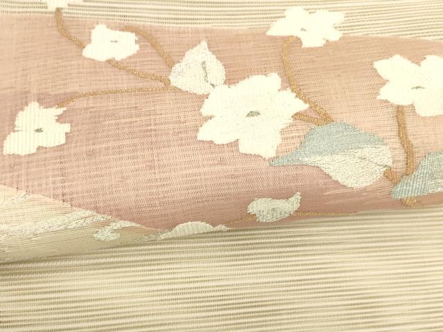 平和屋着物＊夏物 八寸名古屋帯 絽綴れ 枝花文 金銀糸 正絹 逸品 DAAY8276cm