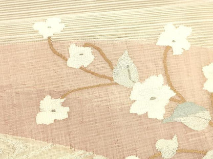 平和屋着物＊夏物 八寸名古屋帯 絽綴れ 枝花文 金銀糸 正絹 逸品 DAAY8276cm