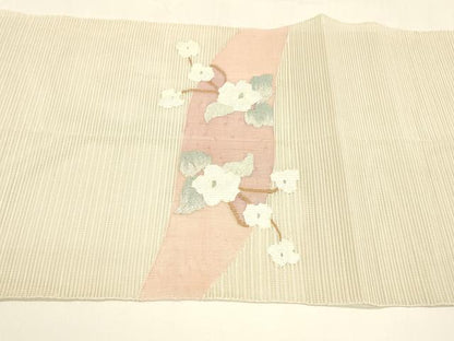 平和屋着物＊夏物 八寸名古屋帯 絽綴れ 枝花文 金銀糸 正絹 逸品 DAAY8276cm
