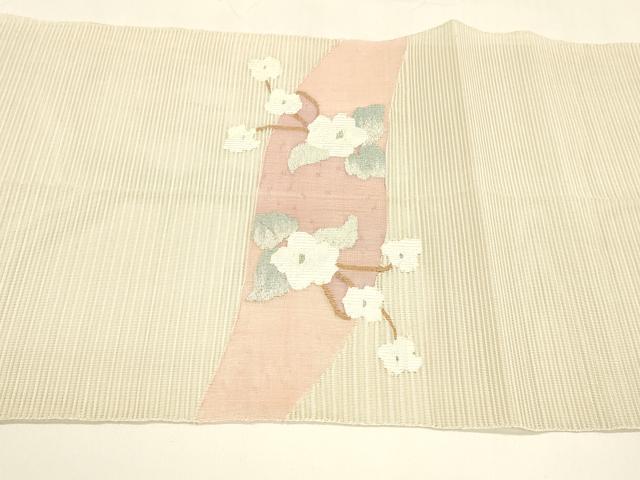 平和屋着物＊夏物 八寸名古屋帯 絽綴れ 枝花文 金銀糸 正絹 逸品 DAAY8276cm