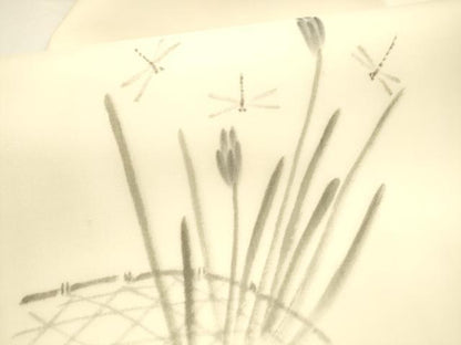 平和屋着物＊夏物 絹芭蕉 九寸名古屋帯 手描き 蜻蛉 トンボ 草花文 正絹 逸品 DAAY8277cm