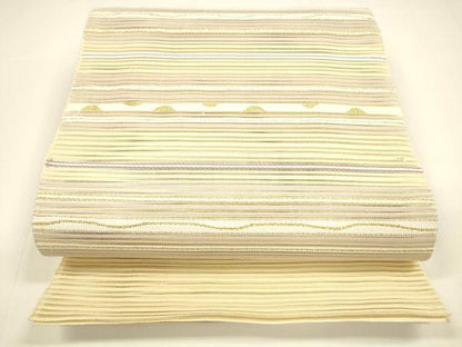 平和屋着物＊夏物 八寸名古屋帯 絽綴れ 横段文 金糸 正絹 逸品 DAAY8278cm