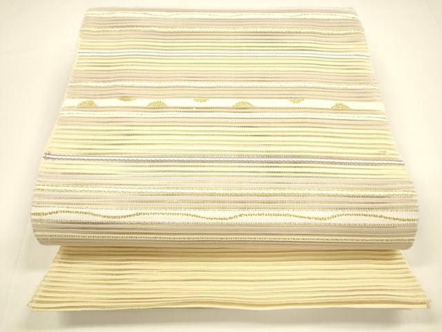 平和屋着物＊夏物 八寸名古屋帯 絽綴れ 横段文 金糸 正絹 逸品 DAAY8278cm