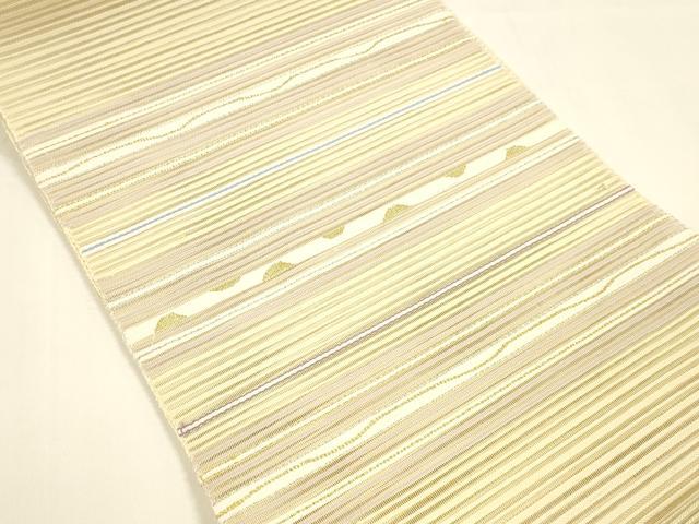 平和屋着物＊夏物 八寸名古屋帯 絽綴れ 横段文 金糸 正絹 逸品 DAAY8278cm