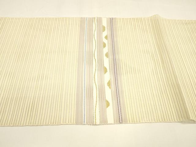 平和屋着物＊夏物 八寸名古屋帯 絽綴れ 横段文 金糸 正絹 逸品 DAAY8278cm
