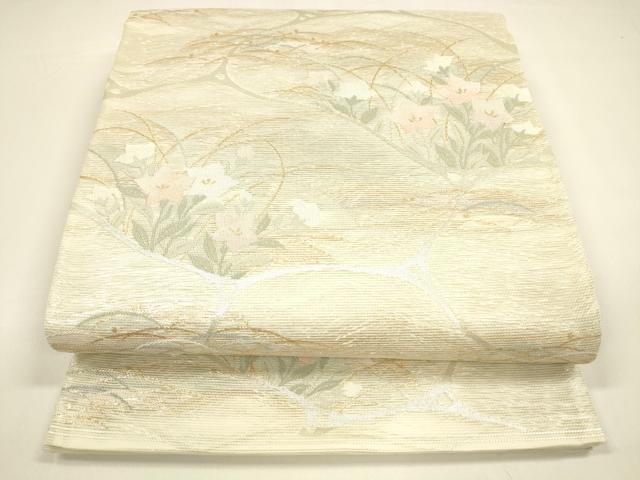 平和屋着物＊夏物 六通柄袋帯 水面に映える 金銀糸 正絹 逸品 DAAY8280cm