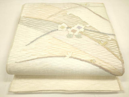 平和屋着物＊夏物 太鼓柄袋帯 草花文 金銀糸 正絹 逸品 DAAY8285cm